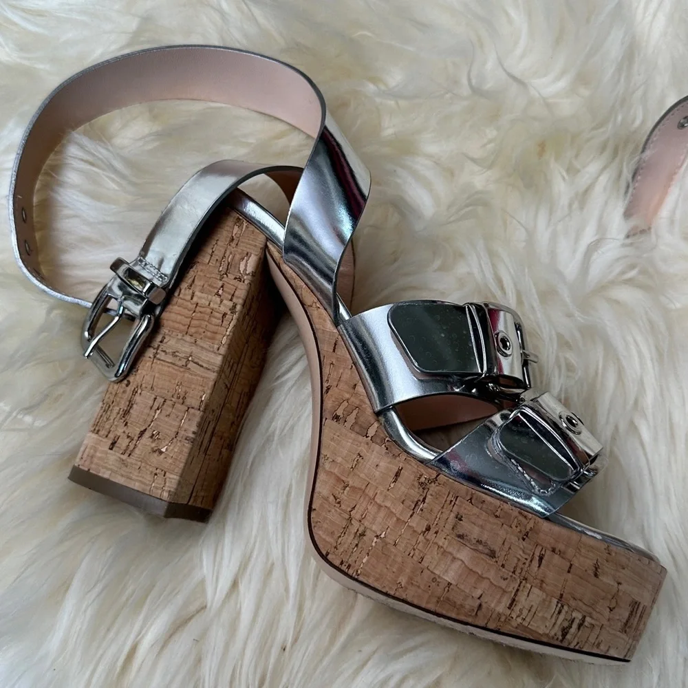 AGL Agl platform sandal in metal effect leather